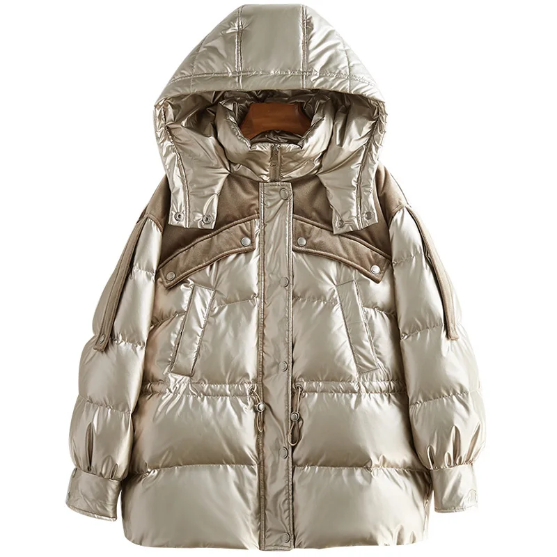 

New Down Jackets Woman 2020 Stand Lead Even Hat 90 Bai Erong Winter Keep Warm Loose Coat