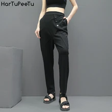 Ladies Stretch Premium Cotton Trouser Legging Smart Casual Day Long Sculpted Women High Waist Workout Active Pant with Pocket