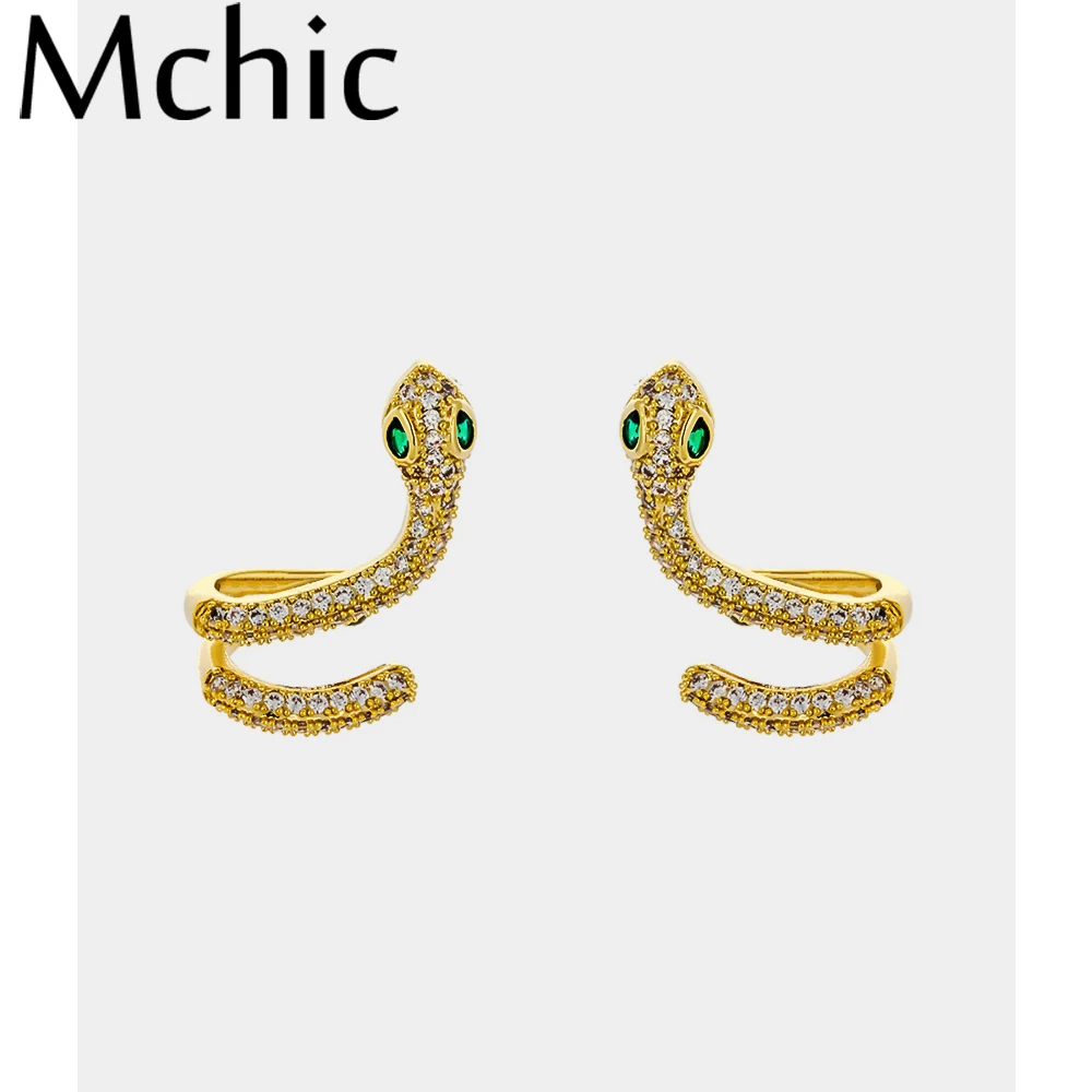 Mchic модные брендовые серьги-гвоздики с животными зеленый цирконий медь золотые