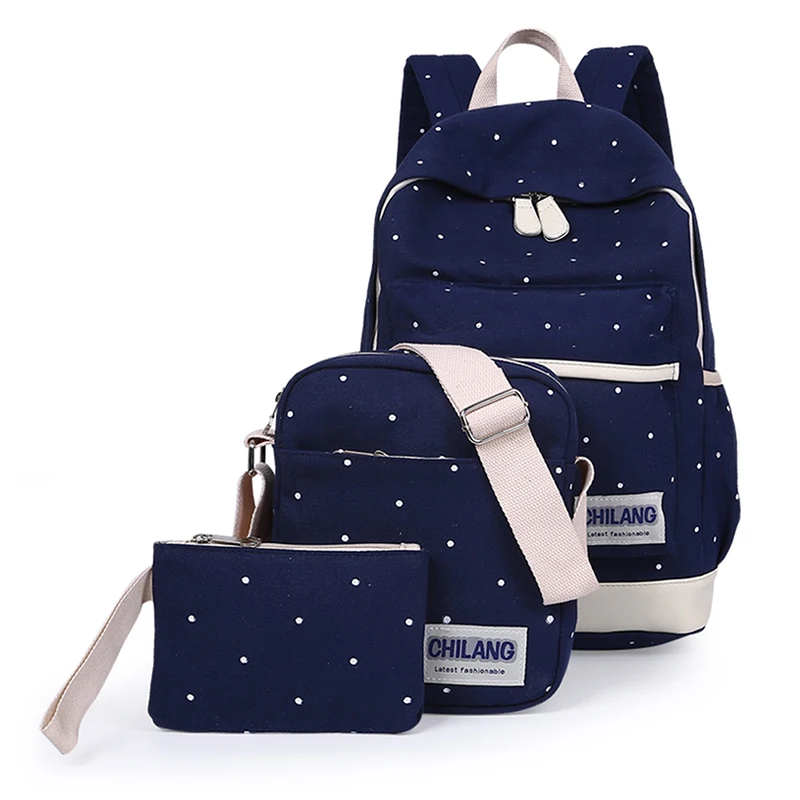 

3Pcs/Sets Korean Casual Women Backpacks Canvas Book Bags Preppy Style School Back Bags for Teenage Girls Composite Bag backpac