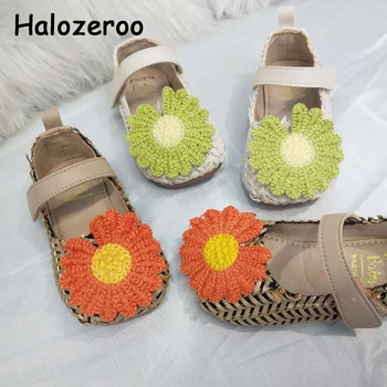 

2020 Autumn Baby Girls Princess Shoes Children Flower Brand Shoes Toddler Soft Dress Shoes Kids Sweet Weave Flats Mary Jane New