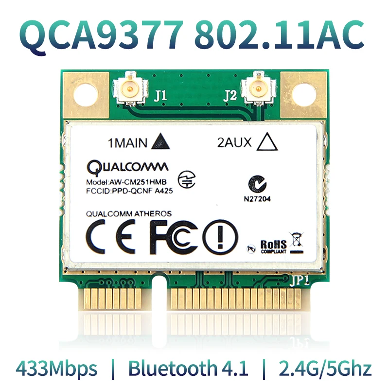 Двухдиапазонная 433 Мбит/с Atheros QCA9377 Wi Fi + Bluetooth 4 1 Wlan 802 11 ac 2 4G/5 ГГц мини PCI E