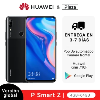 Перейти на Алиэкспресс и купить Глобальная версия смартфона Huawei P Smart Z 4 Гб 64 Гб Kirin 710F, Восьмиядерный, автомобильная всплывающая фронтальная камера 6,59 ''NFC 4000 мАч