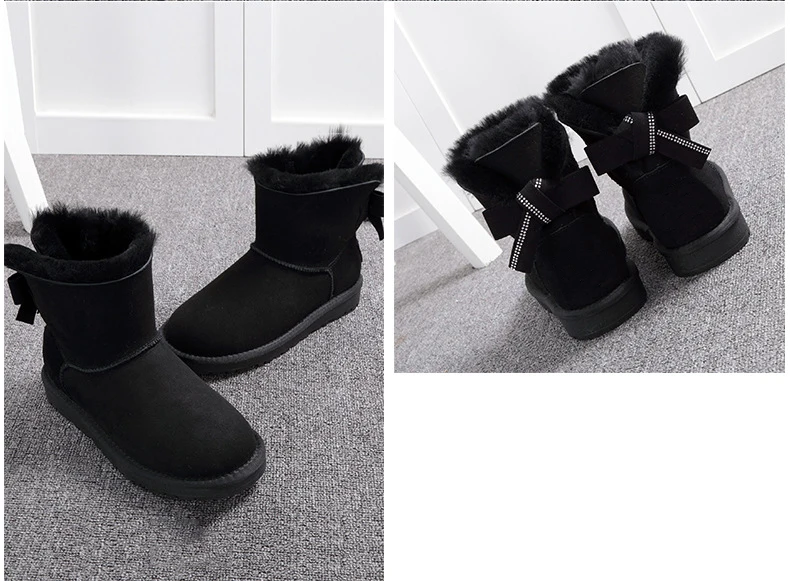 Классические австралийские ботинки на натуральном меху; зимние ботинки из натуральной кожи на нескользящей подошве; теплые шерстяные зимние ботинки; ботильоны; женская обувь; UVWP