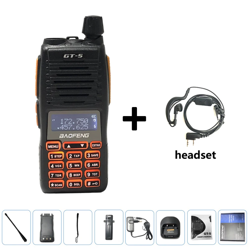 2021 BAOFENG Walkie Talkie GT-5  Two Way Radio Comunicador 10KM High Power Portable Dual PTT Radios BF UV 82 Upgrade Version best walkie talkie for hunting Walkie Talkie