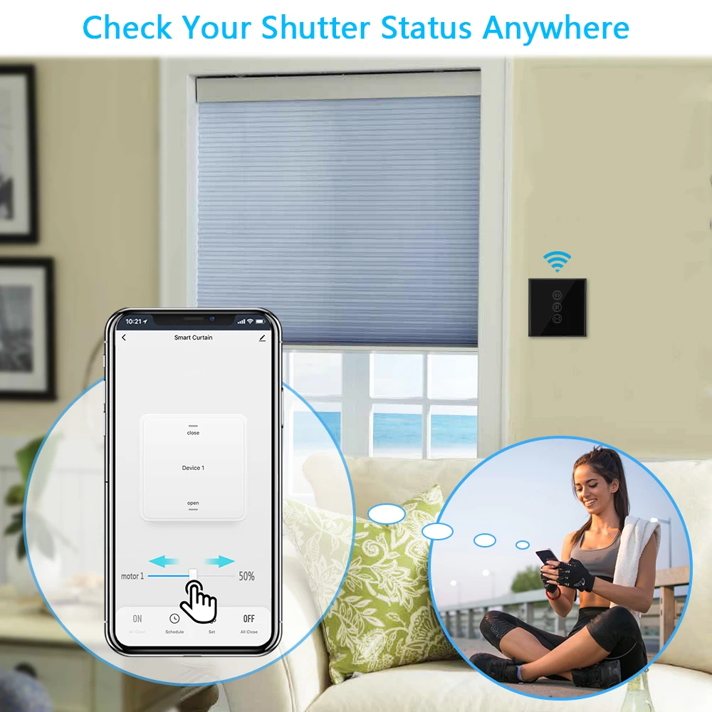 Tuya Smart ZigBee 3.0 EU Curtain Black Color Touch Switch for Roller Shutter App Timer Support Google Home Alexa Automation DIY