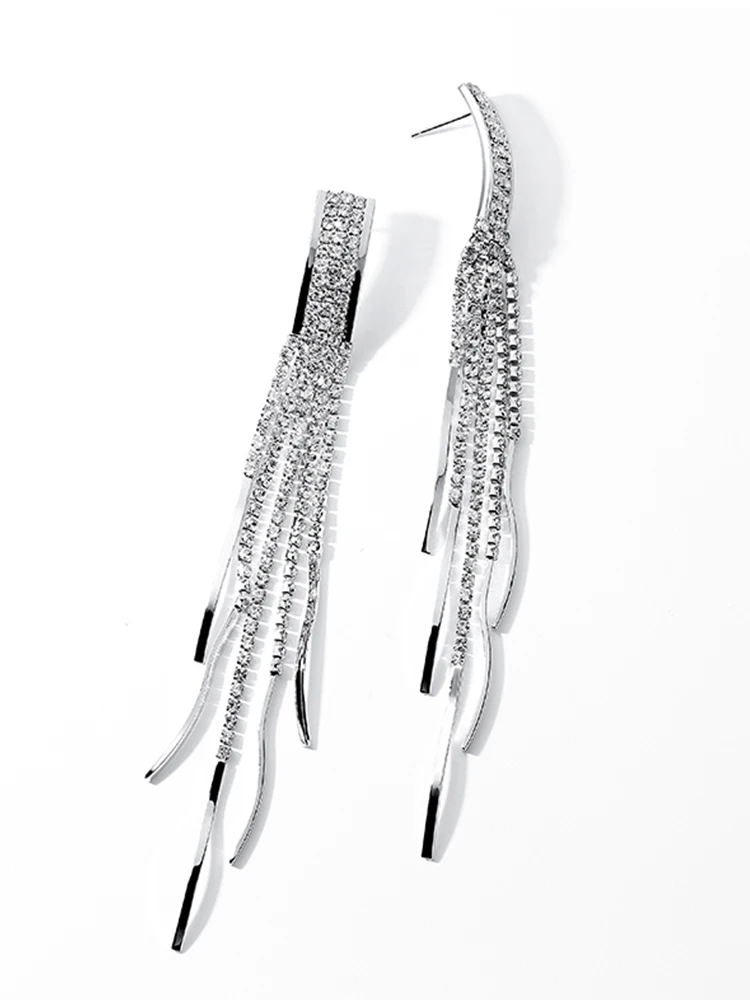 Pendientes de gota de borla de hilo largo para mujer, barra de Color dorado Vintage, arco brillante geométrico, joyería colgante, última moda 2022