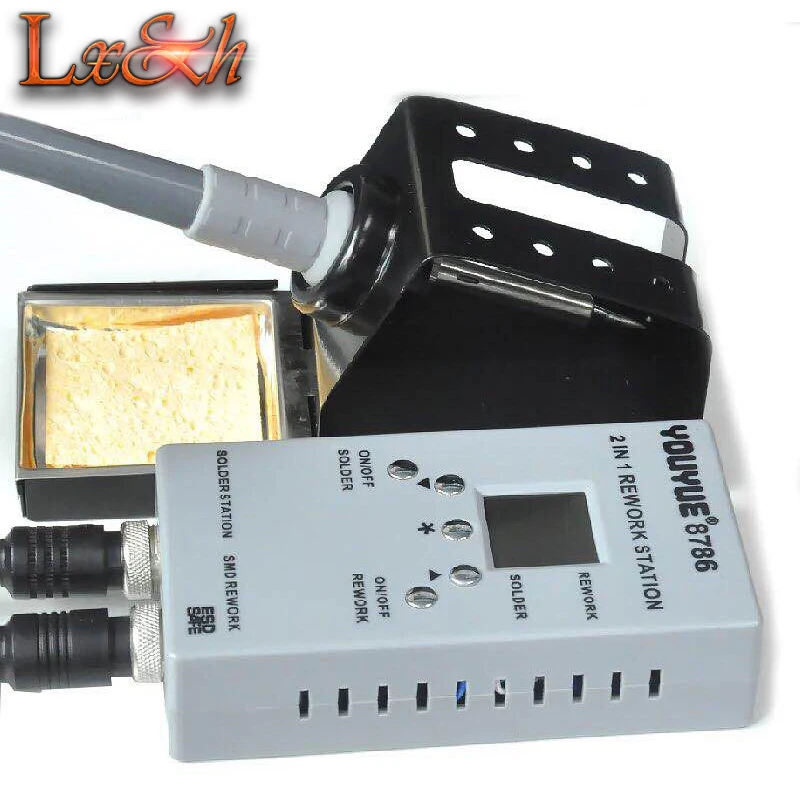 Двойная цифровая паяльная станция 8878D 2 в 1 SMD с горячим воздухом инструмент для