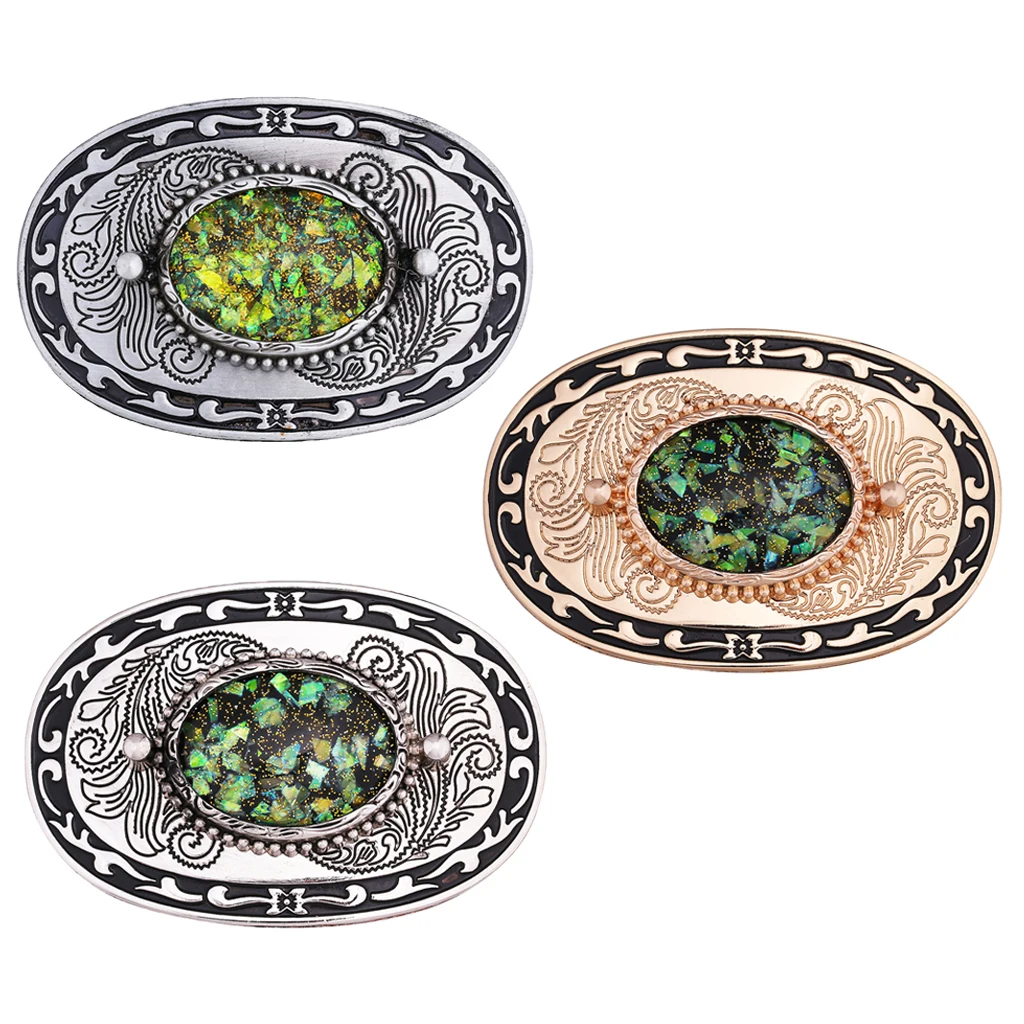 Classic Western Oval Belt Buckle Hip-Hop Carved Belt Buckle For Leather Belts