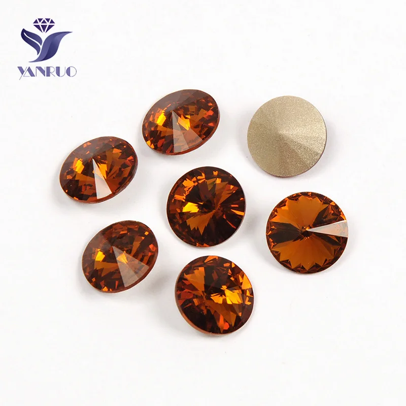 Smoked Topaz Yanruo 1122 стакан Rivoli пришить хрустальные бусины элементы оптом золотые стразы с Стразы остроконечной формы для камнями и стразами - Цвет: Smoked Topaz