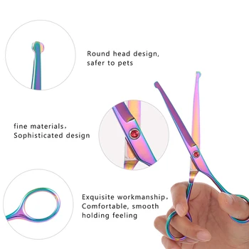 

Hot 5pcs Pet Grooming Scissors Set Straight Curved Dog Cat Cutting Thinning Shears Kit Pet Beauty Tool Stainless Steel Trimmer