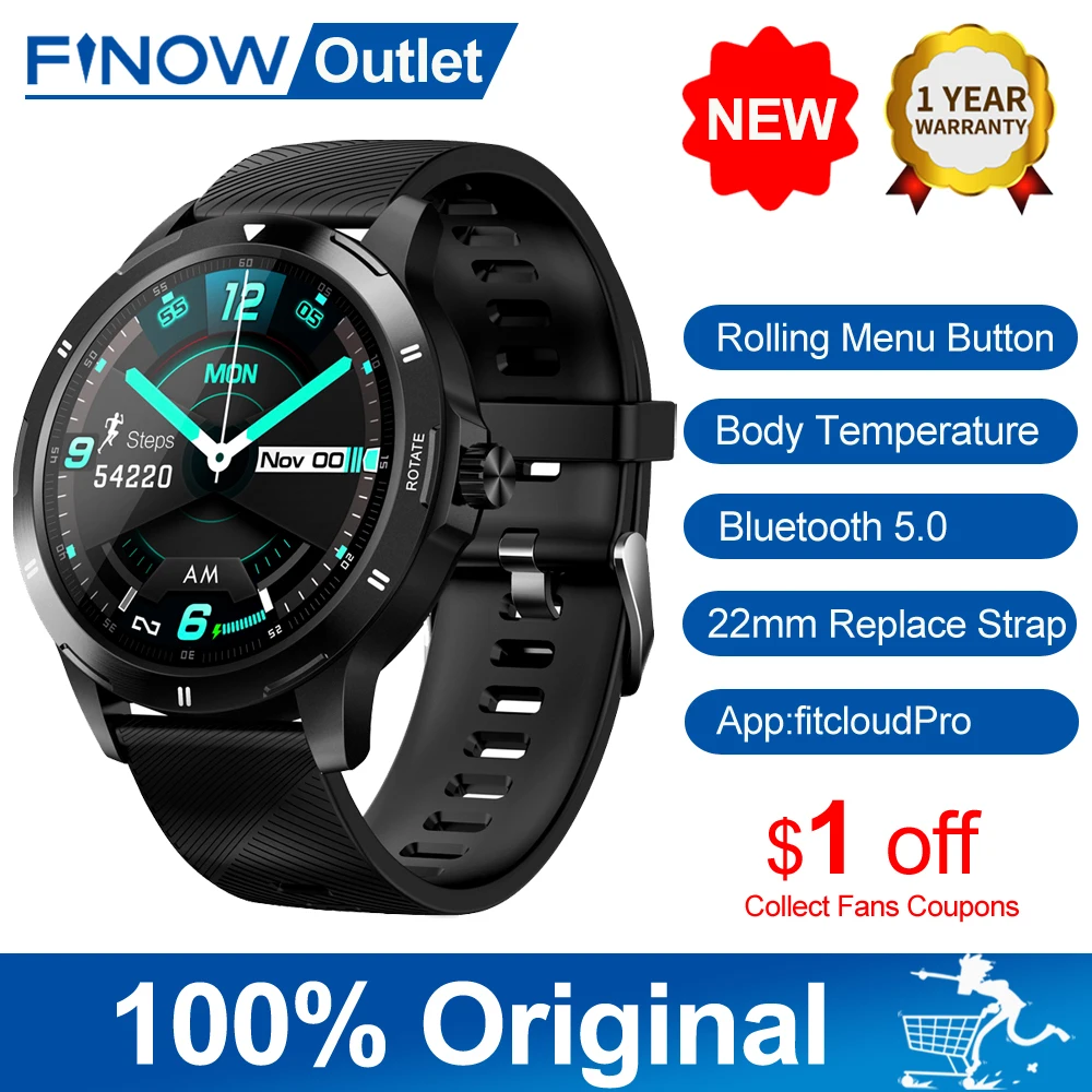 Смарт-часы Finow K15 мужские с Bluetooth 2020 и функцией измерения температуры тела |
