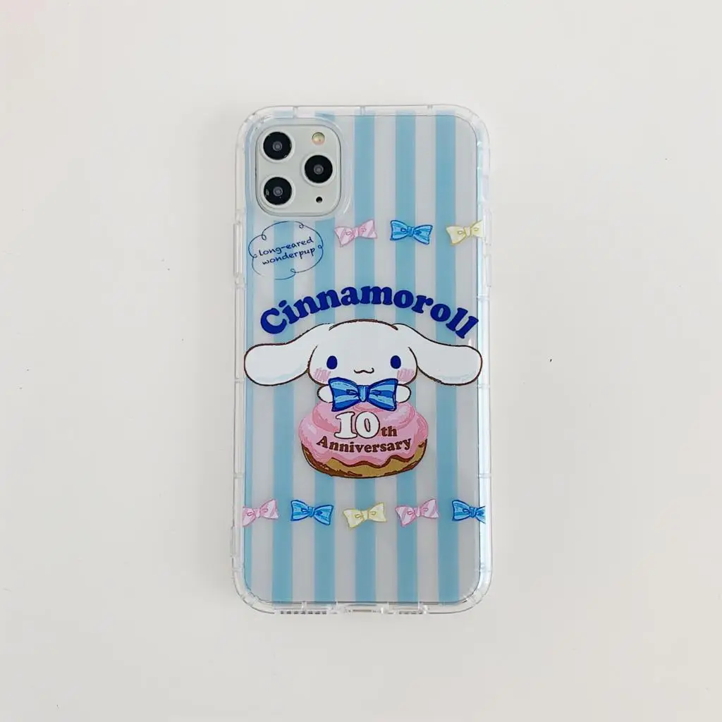 cute cartoon Melody Cinnamoroll dog phone case For iphone Xs 11 pro MAX XR X 7 8 plus couple clear soft TPU back cover stripe |