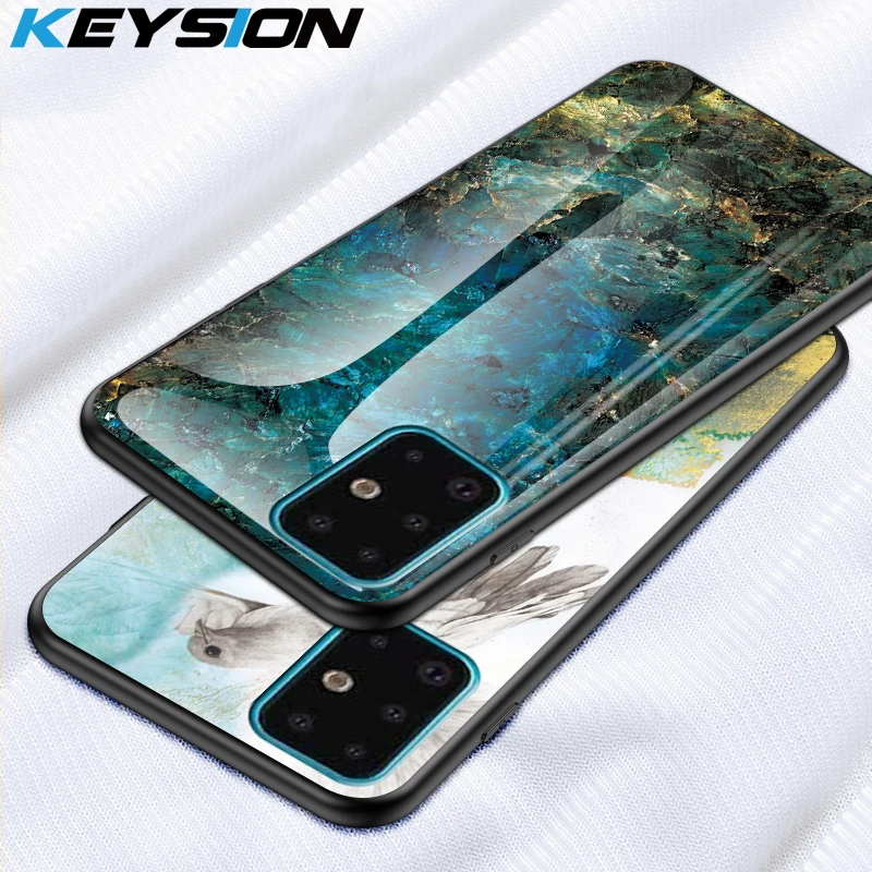 Чехол KEYSION из закаленного стекла для Samsung Galaxy S20 Ultra S10 S9 Note 10 мраморный чехол
