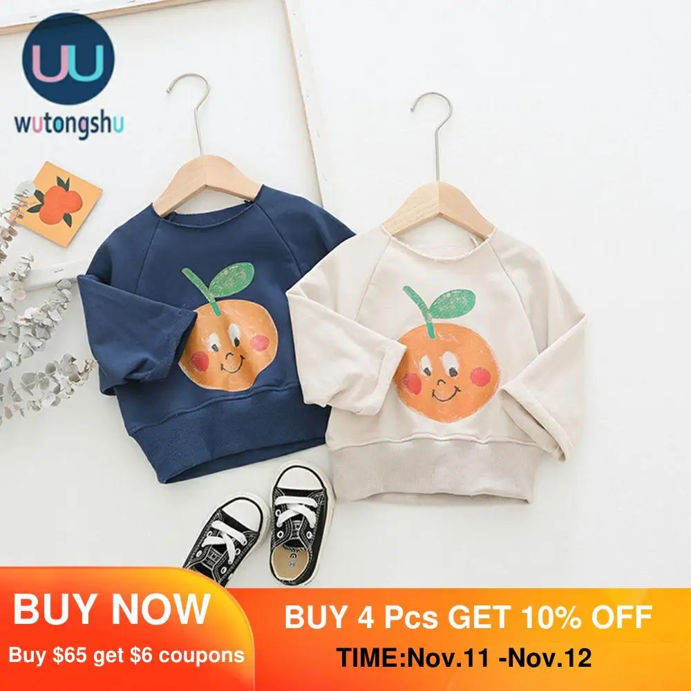 

Kids Sweaters Autumn Winter Orange Pattern Baby Boy Clothes Long Sleeve Cotton One Piece O-Neck Casual Baby Girl Clothes