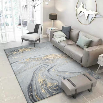 

Abstract Living Room Large Area Rug Golden Powder Marble Pattern Carpets European Bedroom Kids Room Sofa Non-Slip Floor Door Mat
