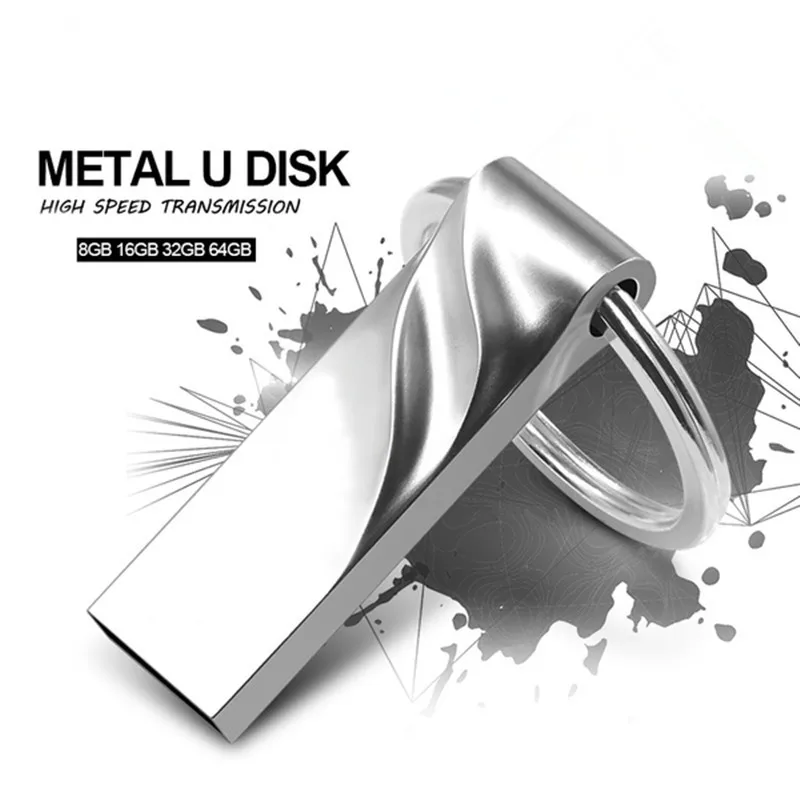 

Flash drive 32GB Pendrive USB 2.0 High Speed Pen drive 64GB 16GB 8GB 4GB metal silver usb flash stick 128GB Free Shipping