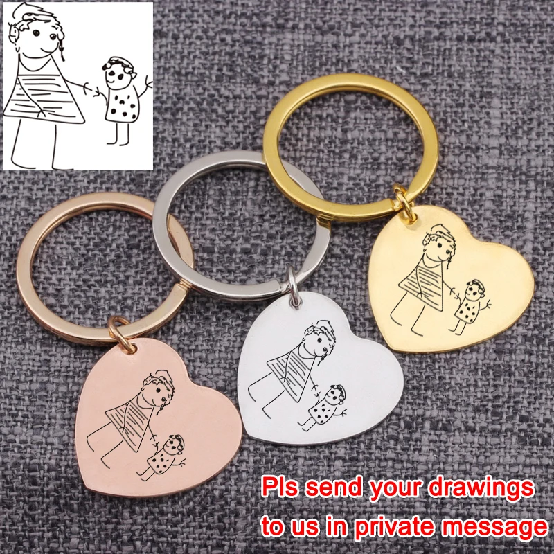 Customized Keychain Jewelry Kids Draw 