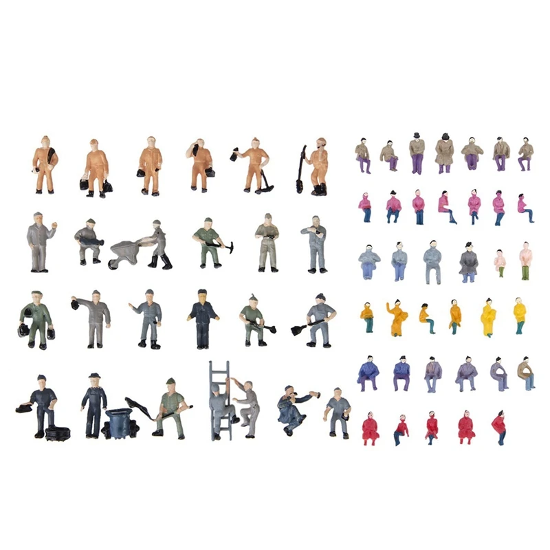 

25pcs 1:87 Figurines Painted Figures Miniatures Of Railway Workers With Bucket And Ladder & About. 50 x Figurines Passengers Sea