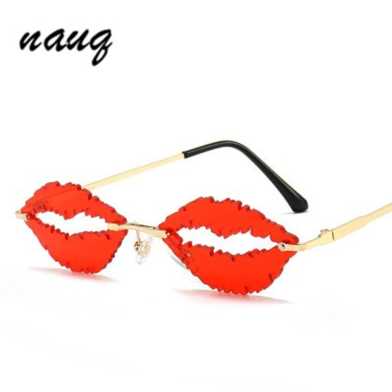 

fashion personality frameless lips sunglasses women 2020 luxury brand designer retro metal legs sun glasses females ocean shades