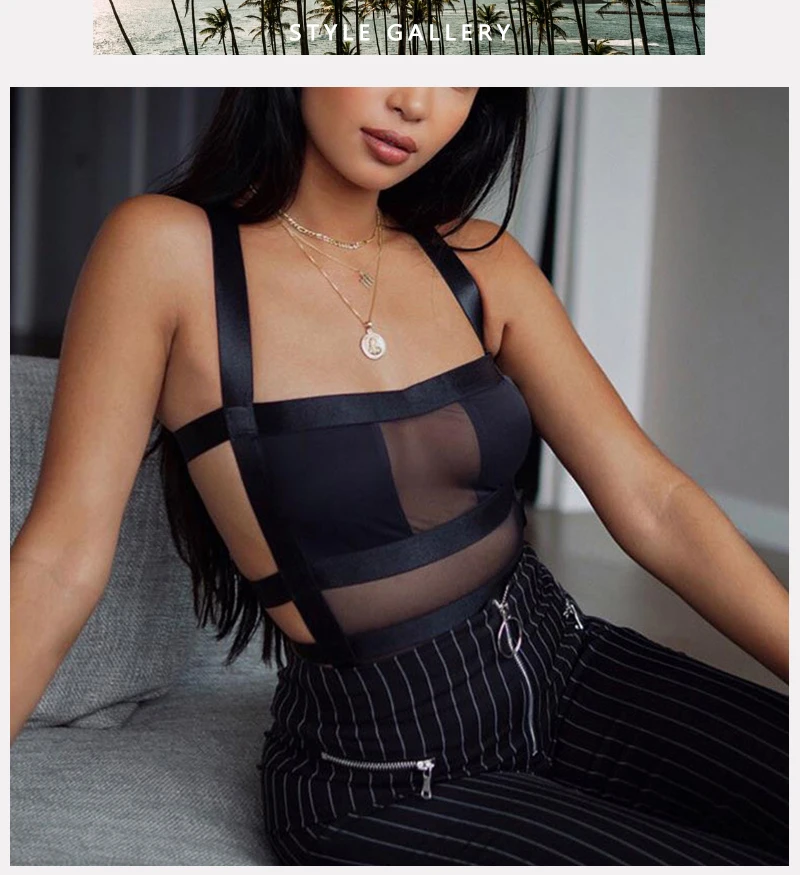 fishnet bodysuit 2020 Summer Women Sexy Bodysuit Fashion Casual Strap Bodycon Black Party Club Mesh Bodysuit Body For Women corset bodysuit