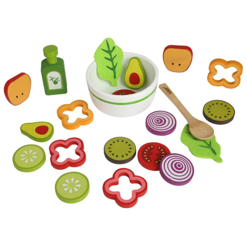 

21pcs/set Simulation Wooden Fruit Vegetable Salad Pretend Play Baby Large Size Kitchen Food Toy Kids Educational Birthday Gift