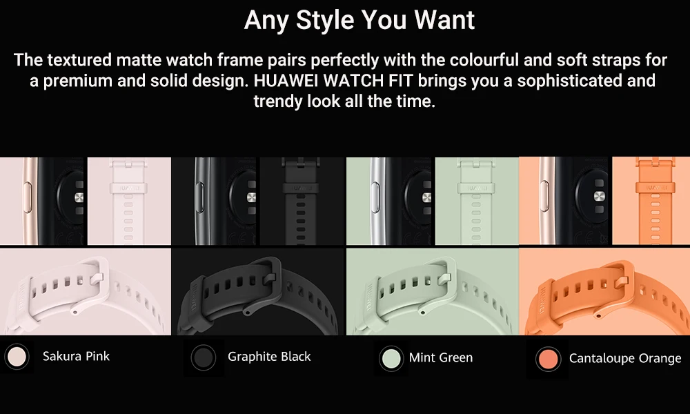 90% New HUAWEI Watch FIT SmartWatch Quick-Workout Animations Blood Oxygen Watch FIT 10 Days Battery Life For Smart Huawei Band