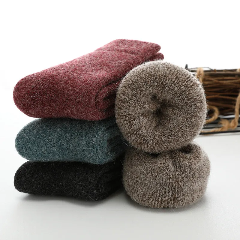 Russia Super Thicker Solid Socks Merino Wool Rabbit Socks Against Cold Snow Winter Funny Happy Female Women