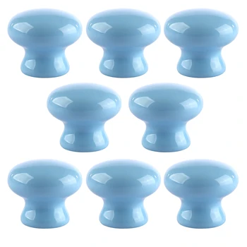 

8pcs Small Ceramics Single Span Door Knob Furniture Handle Drawer Cupboard Kitchen Pull Handle Hardware - Blue / Pink/White