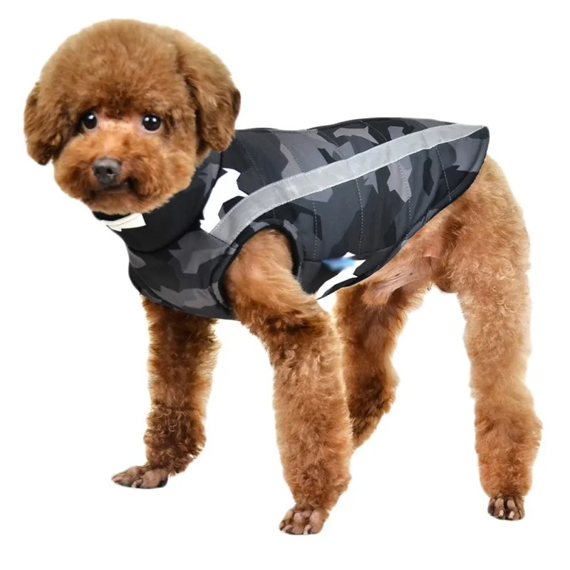 

Dog Autumn Winter Camouflage Reflective Cotton-padded Jacket Waterproof Warm Diamand Pet Coat Clothes