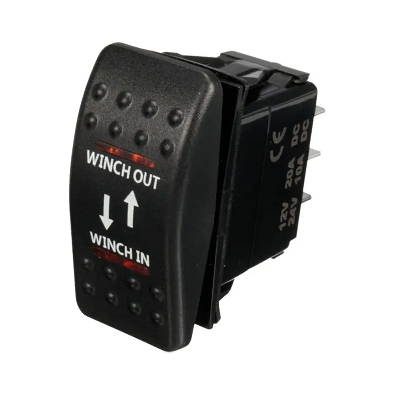 

12V 20A Winch In Winch Out ON-OFF-ON Rocker Switch 7 Pin