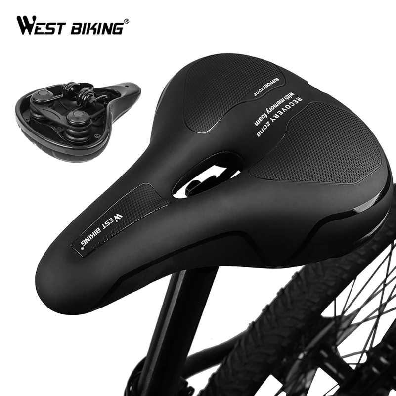 

WEST BIKING MTB Bike Saddle Comfortable Mountain Bicycle Saddle Non-slip Shock Absorption Cycling Hollow Seat Bike Accessories