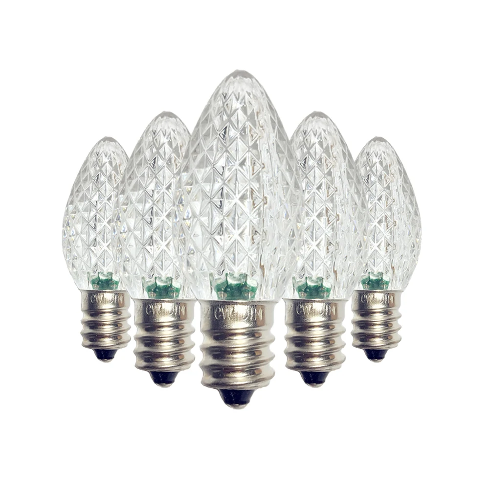 

UL Listed Box of 25 C7 Led Replacement Bulbs,2 SMD LEDs in Each Dimmable Bulb for Outdoor String Lights,Cold White