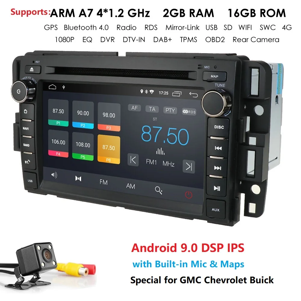 Ossuret Android 9,0 7 дюймов 2G ram автомобильный dvd-плеер для GMC Yukon Denali Acadia Savana, Sierra Chevrolet Express Traverse Equinox DAB