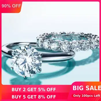 

Charm 1ct Lab Diamond Ring Bridal sets Real 925 sterling silver Jewelry Engagement Wedding band Rings for Women Party accessory