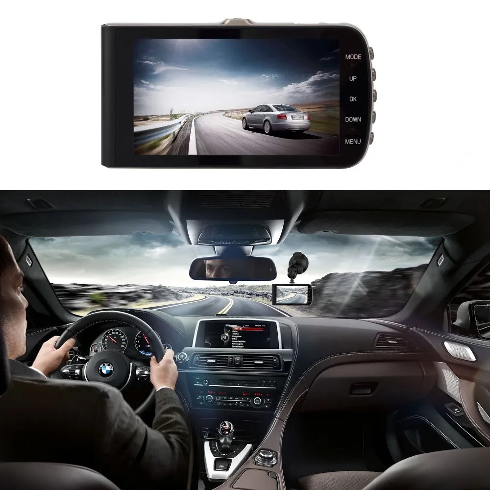 Скрытый видеорегистратор elebest Автомобильный с 4 дюймовым IPS экраном FHD 1080P двумя