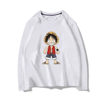 

Classic One Piece Anime T Shirt 2020 Autumn Winter Men Black White Grey Long Sleeve O-neck Luffy Funny Shirts Casual Basic Tops