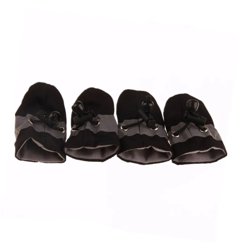 Black 4Pcs Pet Dog Winter Shoes Rain Snow Waterproof Booties Socks Rubber Anti-slip Shoes For Small Dog Puppy Footwear Pet Paw Care - Цвет: Black