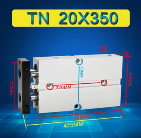 TN2X350S Verykom Pneuamtic TDA TN Airtac Тип длинный ход 200 мм до 500 мм двойной стержень поршень воздушного цилиндра тн10*300*16*200*20*400 - Цвет: TN2X350S