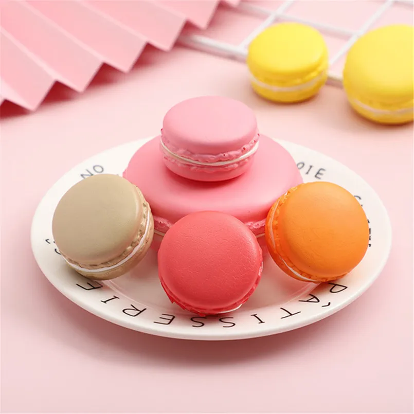 

4PCS/set Cute Squeeze Macaron Cake Model Toys Simulation Bread Cake Soft Sticky Slow Rising Antistress Decompression Girls Toy