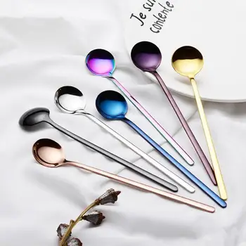 

Long Handle Stainless Steel Spoon Maintaining Safety And Health Non-rusting Coffee Tea Scoop Ice Cream Dessert Teaspoon