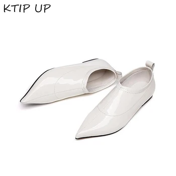 

Genuine Leather Spring Autumn Flats For Woman Fashion Loafers Female Slip On Vintage Pointed Flat Shoes Woman Sapato Feminino