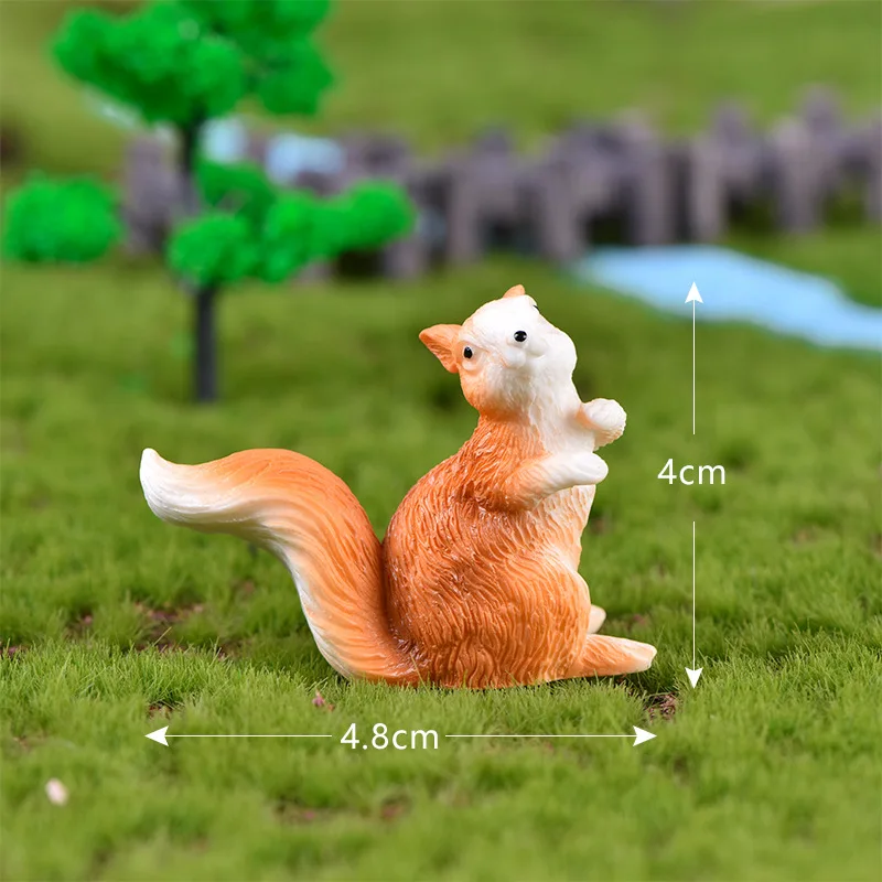 Squirrel No.1 Имитация маленькой лисы, заяц, кролик, белка, модель животного, фигурка, домашний декор, миниатюрное украшение для сада в виде Феи, аксессуары, статуя - Цвет: Squirrel No.1