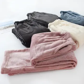 

Sleep Bottom Women Winter Full Length Pajama Pants Flannel Casual Soft Warm Daily Homewear Plus Velvet Couples Ulzzang Loose New