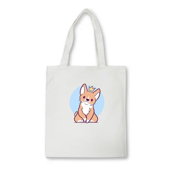 

Cute Animals Women Canvas Bags Female Eco Cartoon Cloth Handbag Tote Grocery Reusable Foldable Shopping Bag Cotton Lining Pouch