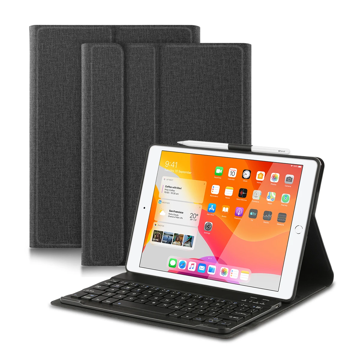 Складной чехол с клавиатурой для iPad 10 2 7th Gen Air 3rd Smart Cover Pro 5 AZERTY QWERTY Bluttooth Keyboard|Чехлы