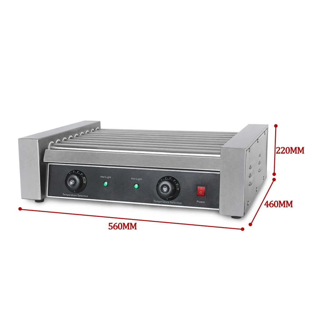 9 Sticks Hot Dog Sausage Roasting Machine 1800w  Temperature Control Electric Hot Dog Machine Fast Heating