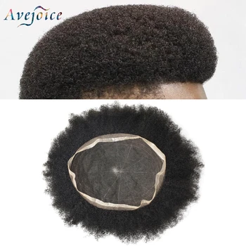 

Full Lace Afro Curly Men Toupee Remy Hair System For Men Human Hair Afro Wigs For Black Mens Hairpieces Replacement Avejoice