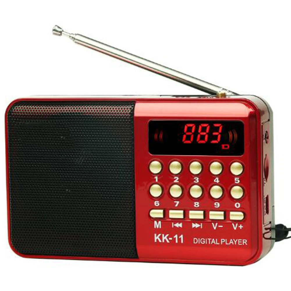 Цифровой радио fm портативный мини динамик музыкальный плеер телескопическая