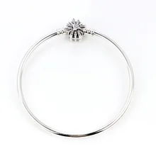 Браслет из стерлингового серебра 925 пробы Сверкающая Звезда с кристаллами застегивающийся браслет-змейка браслет подходят бусины шармы «сделай сам» модные ювелирные изделия